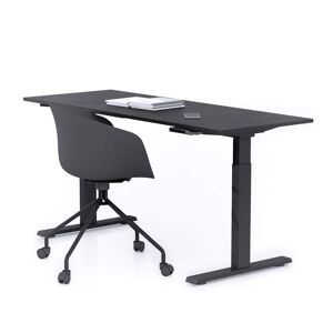 Mobili Fiver Bureau assis/debout Clara 160x60 Noir Béton avec pieds noirs