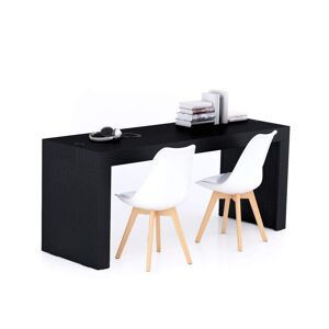 Mobili Fiver Table de bureau Evolution 180x60, Frêne Noir avec 2 pieds et Chargeur Sans Fil