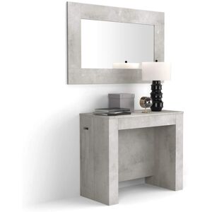 Mobili Fiver Table Console Extensible avec rallonges intégrées, Easy, 45(305)x 90 cm, Gris Béton