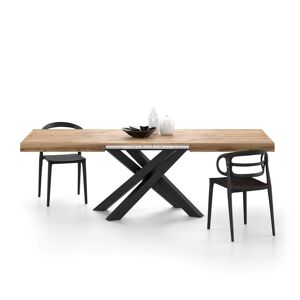 Mobili Fiver Table Extensible Emma 160(240)x90 cm, Bois rustique avec Pieds Croisés Noirs - Publicité