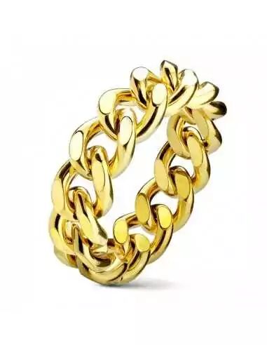 HommeBijoux Bagues/alliances - bague anneau pour femme plaqué or en forme de chaine maille cubaine