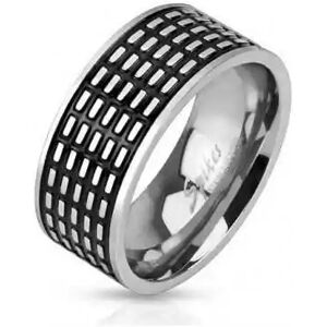 HommeBijoux Bague Anneau Pour Homme Acier Inoxydable Originale Petits Traits Noir Fr 67-68 (us 12)