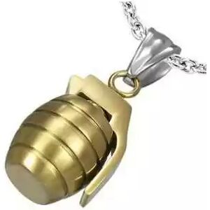 HommeBijoux Pendentif Homme Acier Plaqué Or Grenade Militaire Et 1 Chaine Boule