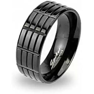 HommeBijoux Bague Anneau Homme En Titane Plaqué Noir Avec 3 Lignes Incrustées Fr 62-63 (us 10)