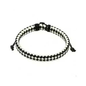 HommeBijoux Bracelet Réglable Homme Cuir Couleur Noir Blanc All Blacks Juventus S - Longueur Bracelet 19cm → Tour De Poignet 17cm