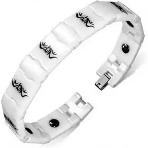 HommeBijoux Bracelet Gourmette Homme Céramique Blanche Et Tribal Dragon Gris 21cm L - Longueur Bracelet 21cm → Tour De Poignet 19cm (taile Plus Populaire)