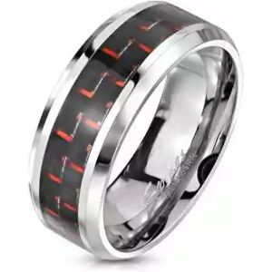 HommeBijoux Bague Anneau Pour Homme Acier Fibre De Carbone Couleur Rouge Et Noir Fr 70-71 (us 13)