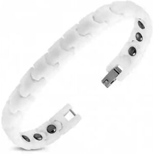 HommeBijoux Bracelet Mixte Femme Homme Céramique Blanche Magnétique Thérapie 18cm Xs - Longueur Bracelet 18cm → Tour De Poignet 16cm