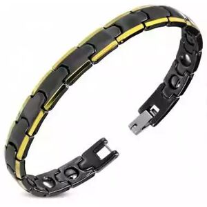 HommeBijoux Bracelet Femme Homme Céramique Noire Bords Plaqué Or Maillons Puzzle Xs - Longueur Bracelet 18cm → Tour De Poignet 16cm