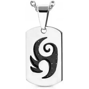 HommeBijoux Pendentif Homme Acier Et Fibres De Carbone Noir Plaque Militaire Tribal