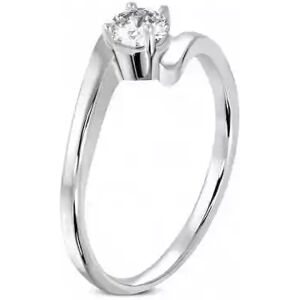 HommeBijoux Bague Solitaire Femme Acier Et Pierre Ronde Zircon Mariage Fiançailles Fr 59-60 (us 9)