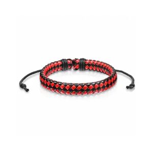 HommeBijoux Bracelet Réglable Homme Cuir Couleur Rouge Noir Foot Club