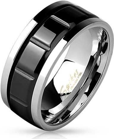 HommeBijoux Bague anneau homme acier anti-stress et ruban noir gauffré rotative Taille de bague ∅ - FR 67-68 (US 12) HommeBijoux Bague anneau homme acier anti-stress et ruban noir gauffré rotative Taille de bague ∅ - FR 67-68 (US 12)