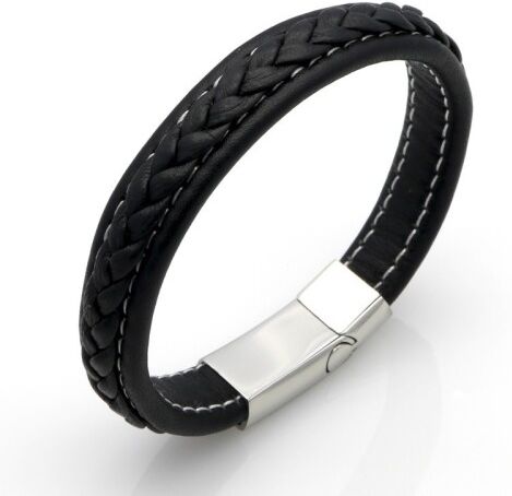 HommeBijoux Bracelet homme véritable cuir tressé et fermoir acier inoxydable 21cm HommeBijoux Bracelet homme véritable cuir tressé et fermoir acier inoxydable 21cm