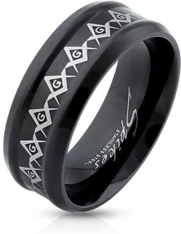 HommeBijoux Bague homme acier plaqué noir symbole franc-maçon maçonnerie nationale Taille de bague ∅ - FR 64-65 (US 11) HommeBijoux Bague homme acier plaqué noir symbole franc-maçon maçonnerie nationale Taille de bague ∅ - FR 64-65 (US 11)