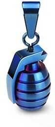 HommeBijoux Pendentif homme acier plaqué bleu grenade militaire et 1 chaine boule HommeBijoux Pendentif homme acier plaqué bleu grenade militaire et 1 chaine boule