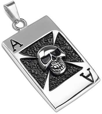 HommeBijoux Pendentif homme acier carte as poker tête de mort gothique et 1 chaine HommeBijoux Pendentif homme acier carte as poker tête de mort gothique et 1 chaine