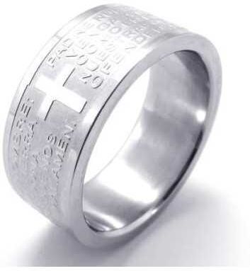 HommeBijoux Bague homme anneau acier bible priere notre père padre espagnole Taille de bague ∅ - FR 70-71 (US 13) HommeBijoux Bague homme anneau acier bible priere notre père padre espagnole Taille de bague ∅ - FR 70-71 (US 13)