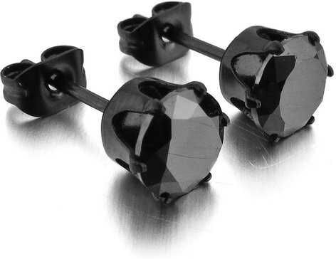 HommeBijoux Paire boucles d'oreilles homme femme ado acier toute noire ronde diams Diamètre boucles d\'oreilles ∅ - 6mm HommeBijoux Paire boucles d'oreilles homme femme ado acier toute noire ronde diams Diamètre boucles d\'oreilles ∅ - 6mm