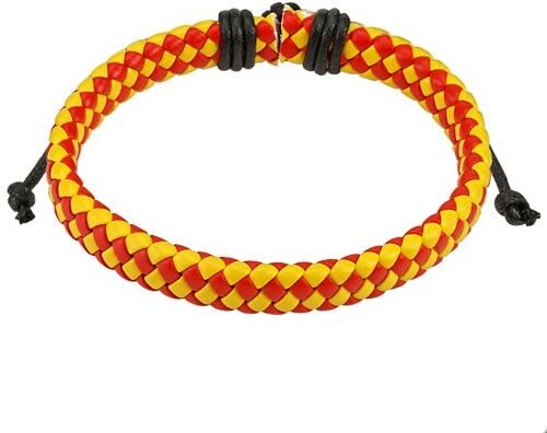 HommeBijoux Bracelet réglable homme cuir couleur drapeau espagne rouge jaune foot