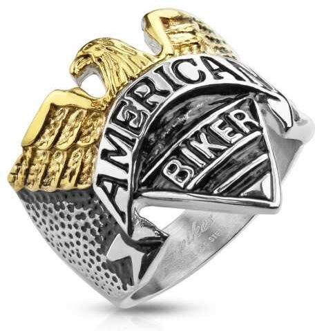 HommeBijoux Bague chevalière homme acier et plaqué or symbole aigle american biker Taille de bague ∅ - FR 59-60 (US 9) HommeBijoux Bague chevalière homme acier et plaqué or symbole aigle american biker Taille de bague ∅ - FR 59-60 (US 9)