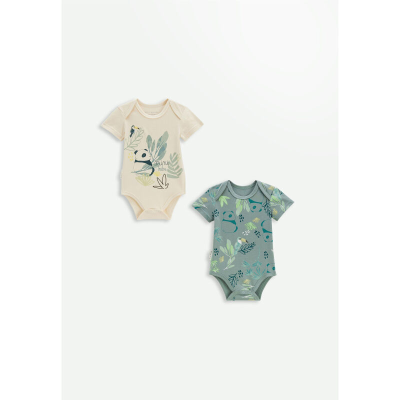 Petit Béguin Lot de 2 bodies bébé manches courtes Mini Tribu