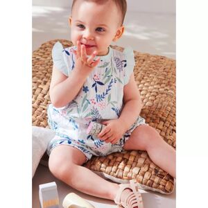 Petit Beguin Barboteuse bebe fille en gaze de coton ecrue Dahlia