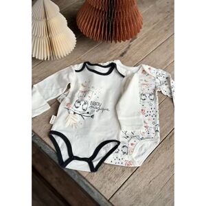 Petit Beguin Lot de 2 bodies bebe manches longues Bisou Magique