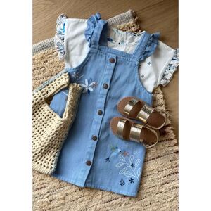 Petit Beguin Robe bebe en jean bleue Ocean d'amour