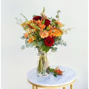 Interflora Garden Party : Bouquet aux tons orange, rouge et creme