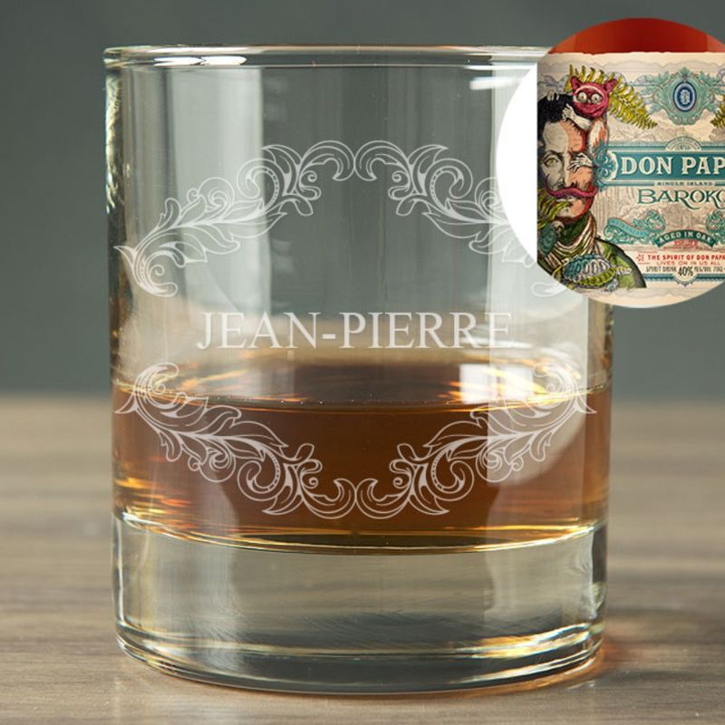 Bouteille de rhum Don Papa & verre personnalisé - Interflora - Livraison de cadeaux personnalisés