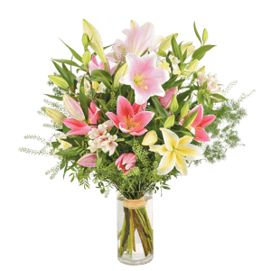 Interflora Bouquet de fleurs Paradilys : lys et alstroeméria tons rose, blanc, fuchsia