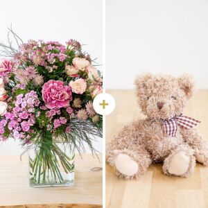 Interflora Cadeau Naissance Interflora - Bouquet de Fleurs & Peluche - Livraison en 4H