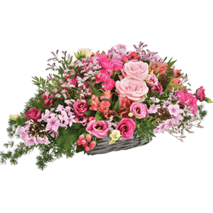 Interflora Rosemantic : composition aux tons rose, saumon et fuchsia