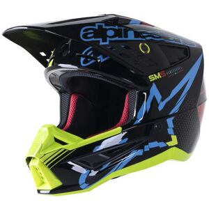 Casque cross Alpinestars SM-5 Action Noir Cyan Jaune Fluo Brillant 2023