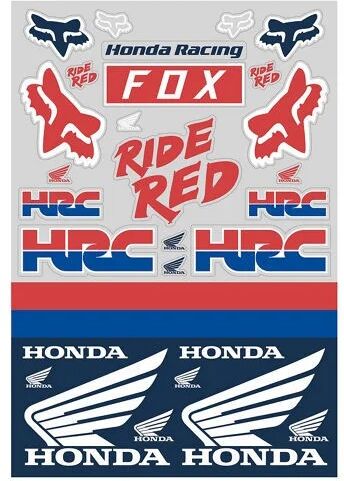 FOX Racing Planche stickers Fox Honda white red blue