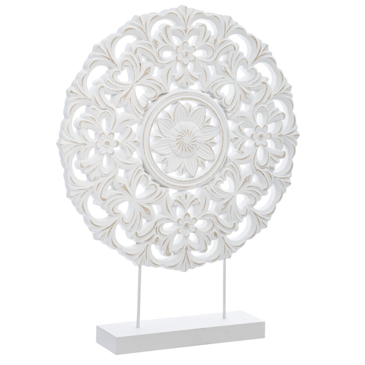 Atmosphera Cercle déco sculpté, métal, blanc, H48 cm