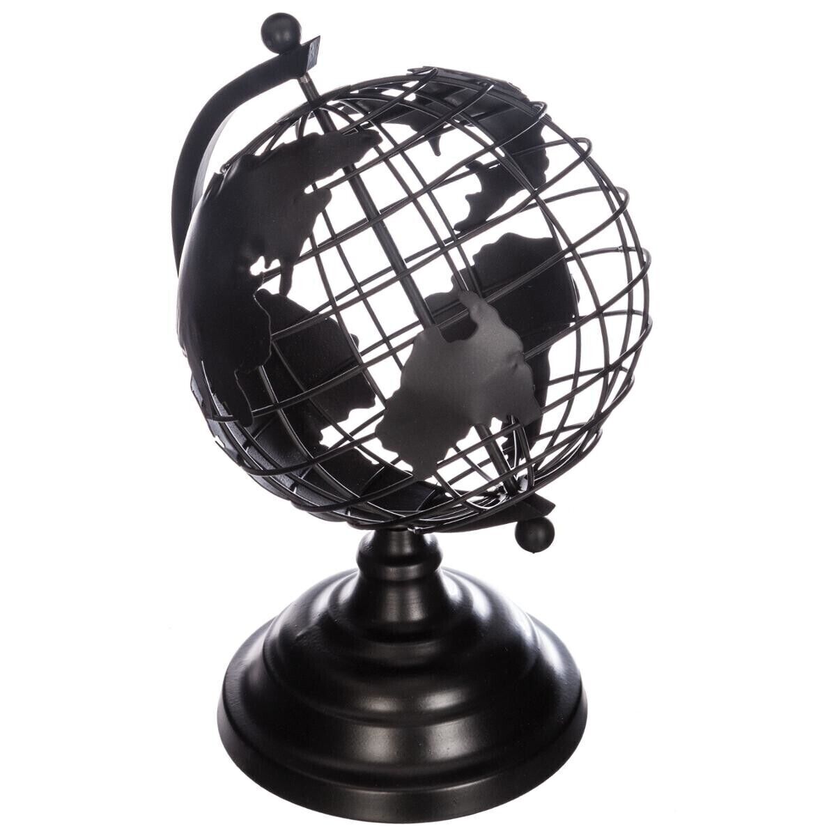 Atmosphera Globe, métal, noir, H28 cm