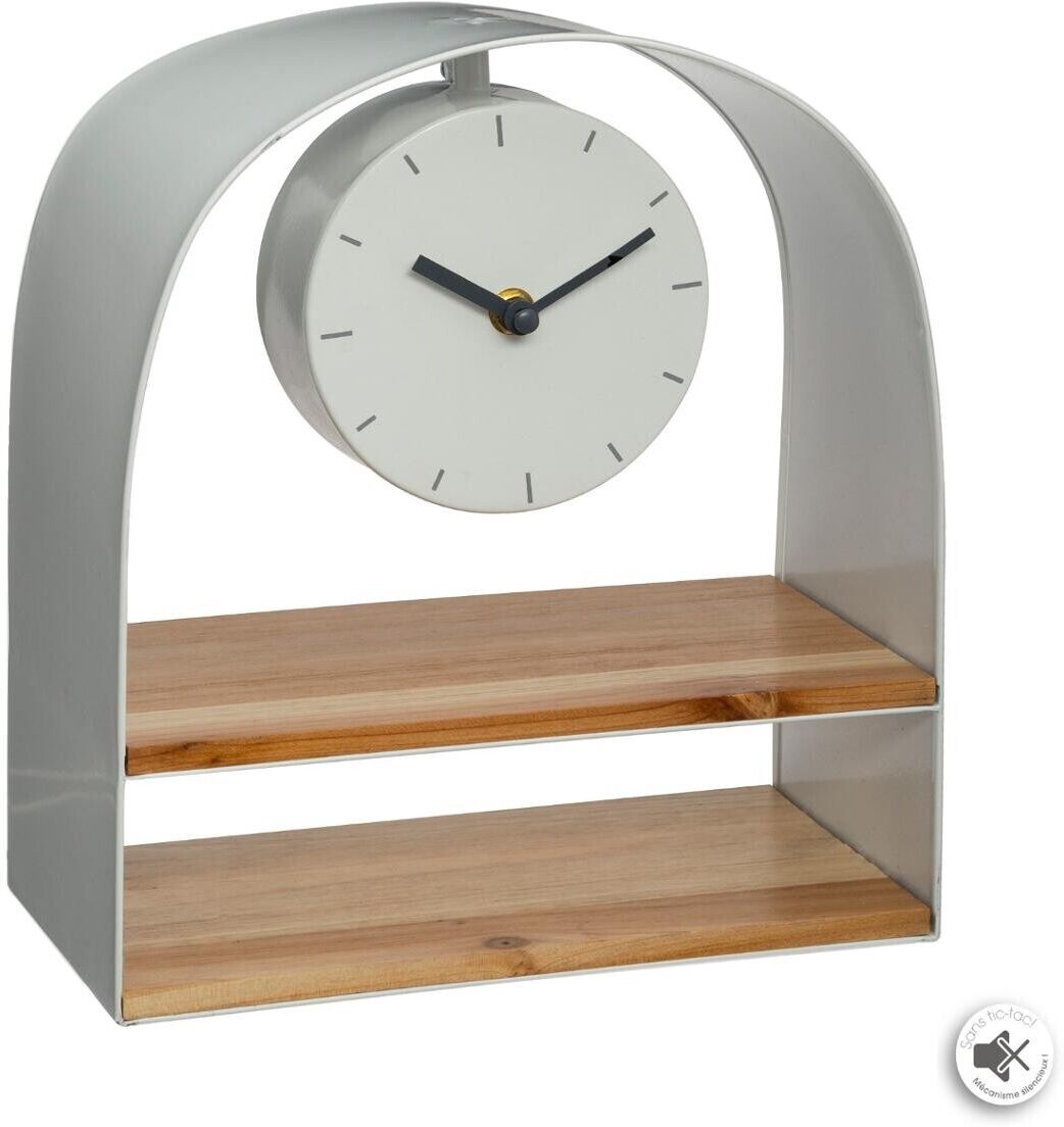 Atmosphera Horloge étagère, métal bois 24x27 cm Atmosphera Horloge étagère, métal bois 24x27 cm