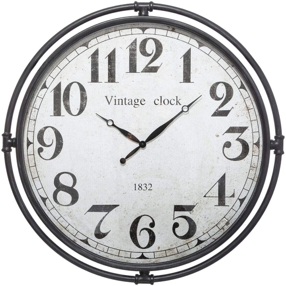 Atmosphera Horloge "Igor" blanc et noir, métal D74 cm Atmosphera Horloge "Igor" blanc et noir, métal D74 cm