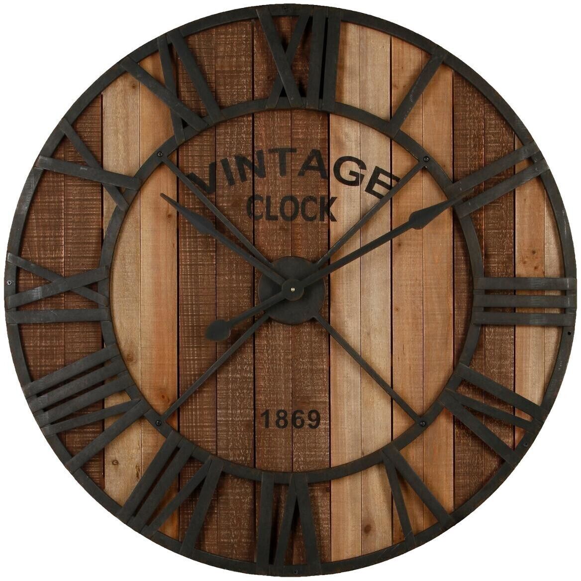 Atmosphera Horloge "Vintage", métal bois D91 cm