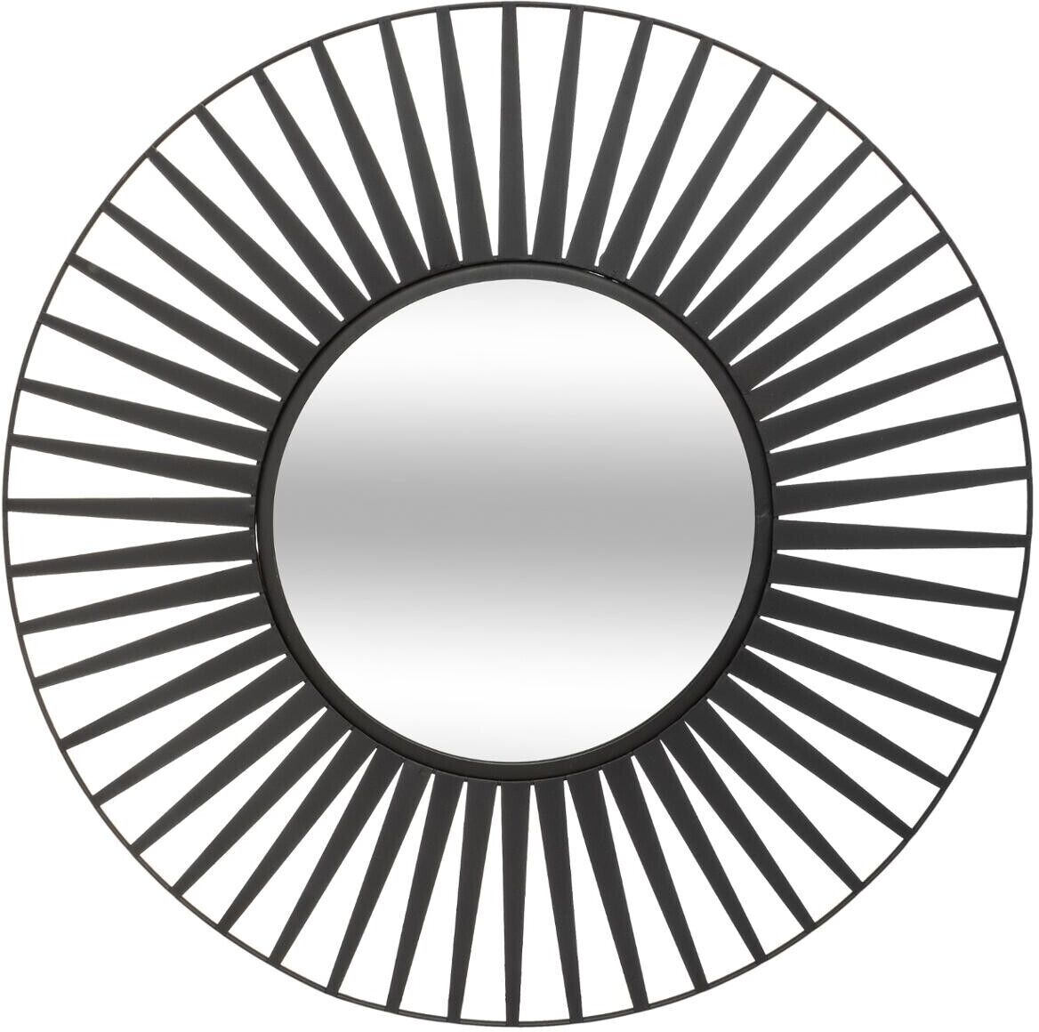 Atmosphera Miroir "Soleil" noir, métal D50 cm