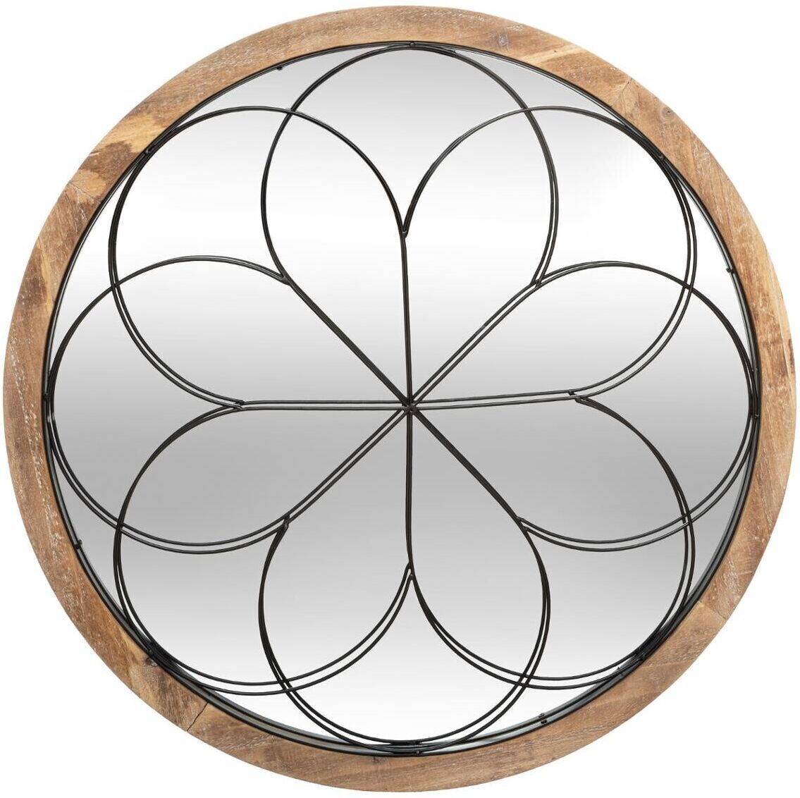 Atmosphera Miroir "Rosace", métal et bois D64 cm Atmosphera Miroir "Rosace", métal et bois D64 cm
