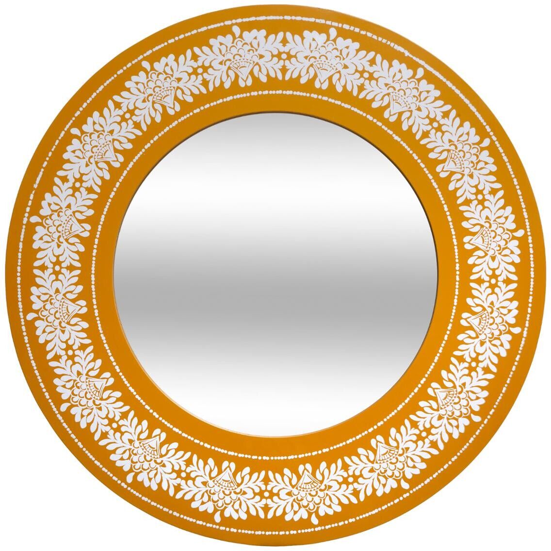Atmosphera Miroir peint "Folk" jaune ocre D66 cm Atmosphera Miroir peint "Folk" jaune ocre D66 cm