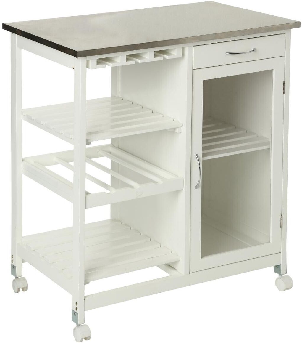 Atmosphera Desserte blanche avec plateau inox Atmosphera Desserte blanche avec plateau inox