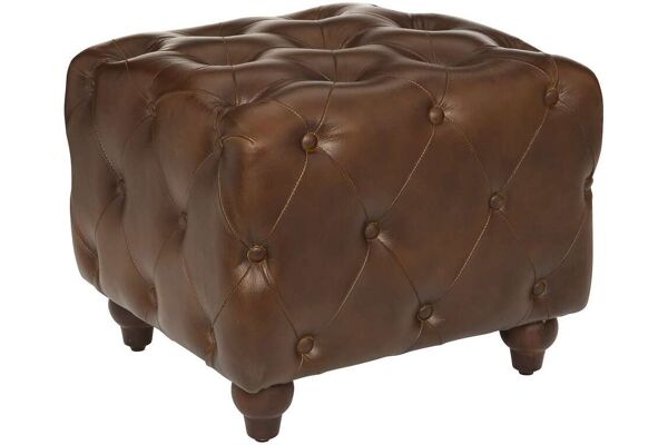 Illustration du produit Pouf "Chester" Atmosphera En Cuir Et Bois, Marron