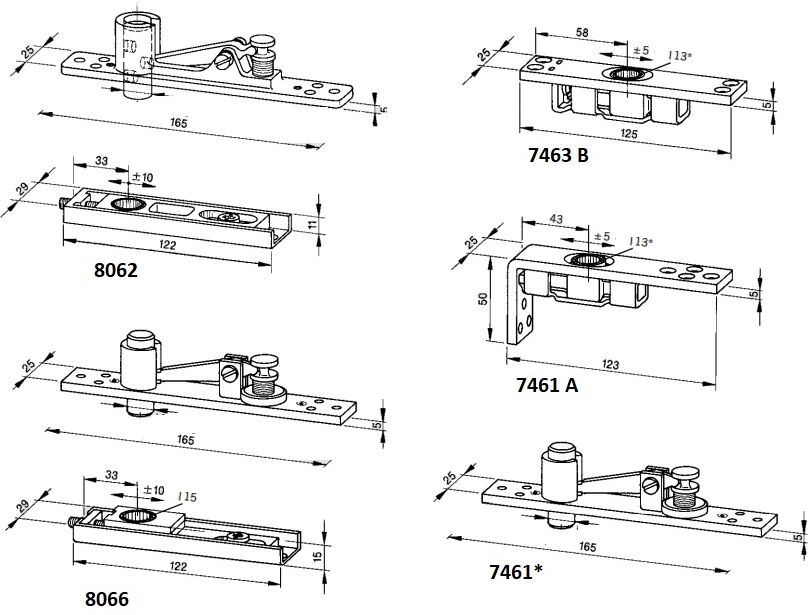 Pivot du haut 7463B partie inférieure - DORMA - 46020049