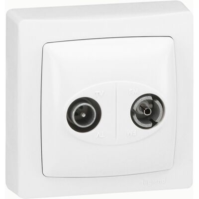 Legrand 86045 Prise TV/FM murale - TV 5-68/120-862 MHz, FM 87,5-108 MHz - Publicité Legrand 86045 Prise TV/FM murale - TV 5-68/120-862 MHz, FM 87,5-108 MHz - Publicité