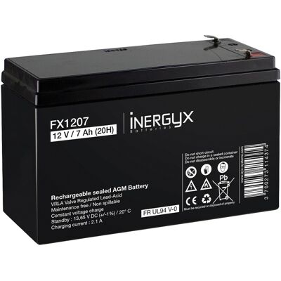 Batterie FX1207 12VDC 7AH IZYX - Résistante au feu - Publicité Batterie FX1207 12VDC 7AH IZYX - Résistante au feu - Publicité