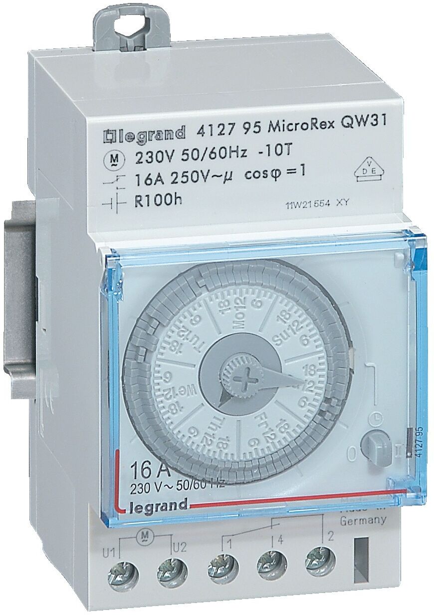 Interrupteur horaire analogique modulaire programmable manuel hebdomadaire cadran vertical - LEGRAND - 412795